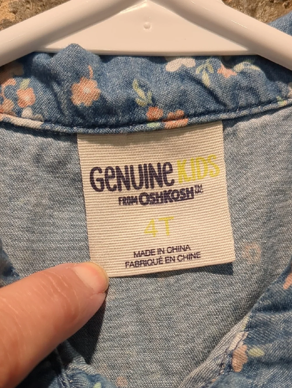 OshKosh B'gosh Genuine Light Blue Floral Denim Jean Dress, Size 4T